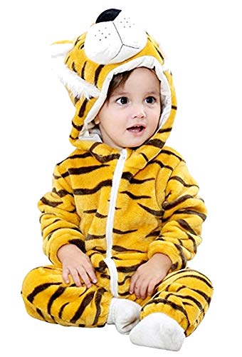 Pijama de tigre - pijama de tigre bebé - niño - sin pies - forro polar - disfraz - tutone cálido - carnaval - tamaño 70 cm - idea de regalo para cumpleaños