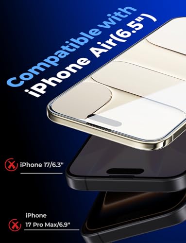 Image of MAGIC JOHN 2 Pack for iPhone Air 6.5 inch Tempered Glass Screen Protector, Auto Dust-Elimination, Bubble Free, HD Clear, Easy Installation