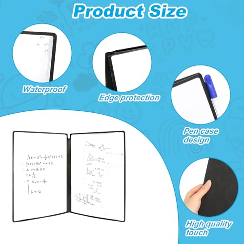 Tragbar Whiteboard A4 Wiederverwendbar Whiteboard Notizbuch Mini Whiteboard Klein mit Stift Radiergummi und Netzbeutel für Büro Schule Zuhause Schreibtisch