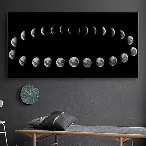 Impression sur toile phases de lune paysage espace cadre 75x150 cm