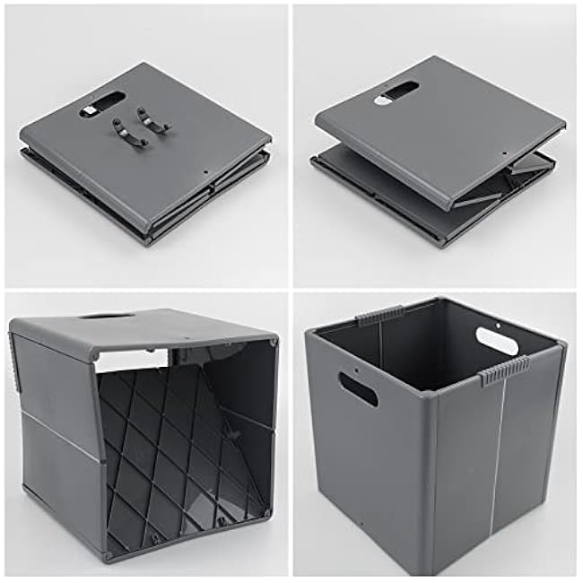 4-Pack Collapsible Plastic Storage Cubes Bin, Foldable Cube Storage Baskets, Gray