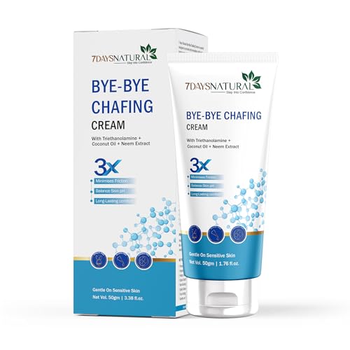 Image of 7DAYSNATURAL Anti Chafing Cream | Triethanolamine & Coconut Oil Rash & Friction Relief Formula | Gentle on Sensitive Skin | For Men & Women | 50g