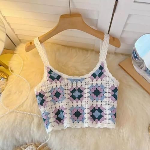 Image of NAIADES Women's Handmade Crochet Crop Top, Sleeveless Top for Women,Comfortable Fit