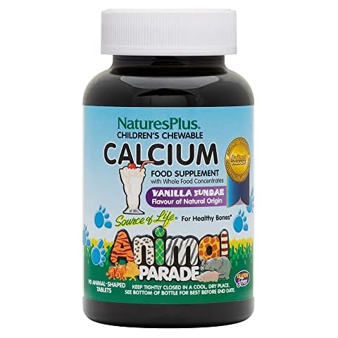 NaturesPlus Animal Parade Source of Life Calcium Children’s Chewable - Natural Vanilla Sundae Flavour - 90 Chewable Animal Shaped Tablets - Gluten Free - 90 Servings Cover