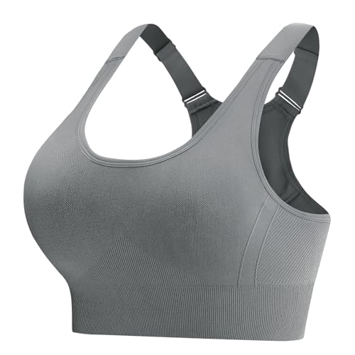 Image of Aseniza Sports Bras for Women High Supportive Bras Racerback Grey