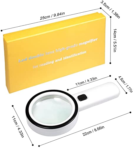 Lupa LED Lupa portátil 30X com lente de aumento de vidro duplo para leitura, solda, inspeção, moedas