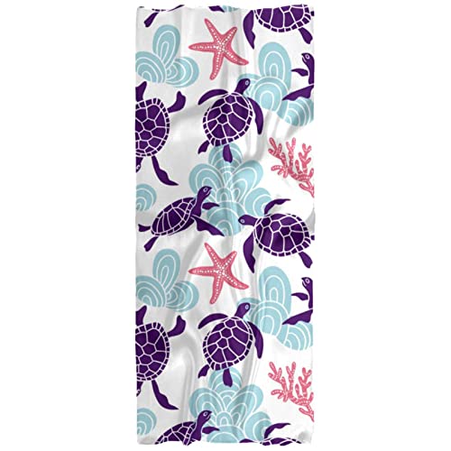 Écharpes violettes motif corail et étoile de mer pour femme style bohème chic