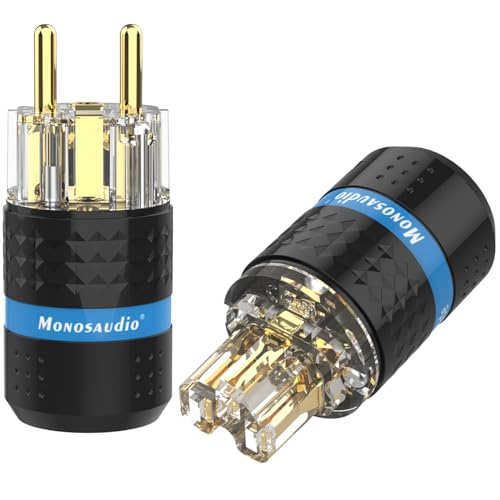 Conectores Schuko HiFi Monosaudio con conector IEC C15 chapado en oro de 16A y 250V gama alta.