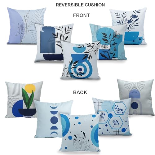 Image of Reversible Cushion Cover 16 inch x 16 inch Set of 5 - Premium Stitched Sofa Pillow Cover Set with 10 Unique Bohemian Printed Designs & Invisible Zipper