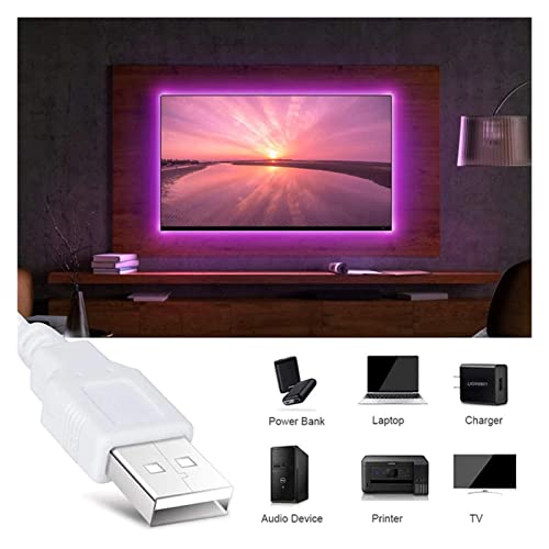 Ruban LED 5050 RVB flexible 1m alimenté par USB avec télécommande et gestion smartphone