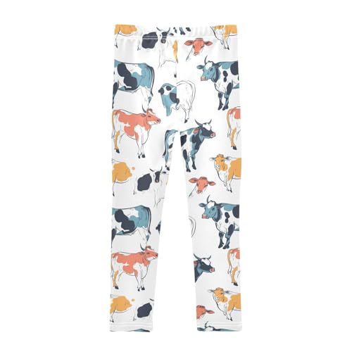 Cartoon Animal Cow Girls Casual Leggings for Kids Printed Long Pant Bottoms Stretch and Soft2