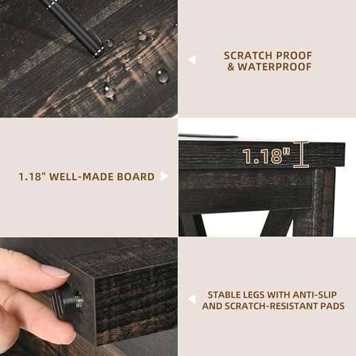 DWVO Farmhouse TV Stand with Power Outlet for TVs up to 65 Inch, Entertainment Center with Adjustable Shelf and Open Shelves, Media Console TV Cabinet for Living Room, Dark Rustic Oak, 59 Inch