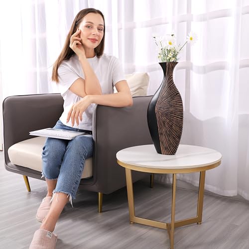 Leewadee-Grand-Vase-A-Poser-Au-Sol-44-cm-Haut-Vase-De-Sol-pour-Fleur-Ou-Pampa-Marron-Resine