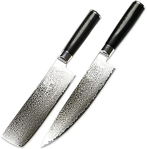 Set Cuchillos Cocina 2 Piezas Acero Damasco con Estuche