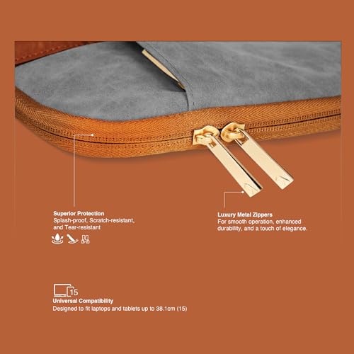 Image of FINGERS LuxuryLink-B1 Elegant Laptop Bag with Stylish Handle (Fits 15 inch Laptops & Tablets, Premium Suede with Leatherette Accents, Splash-Proof & Scratch-Resistant)