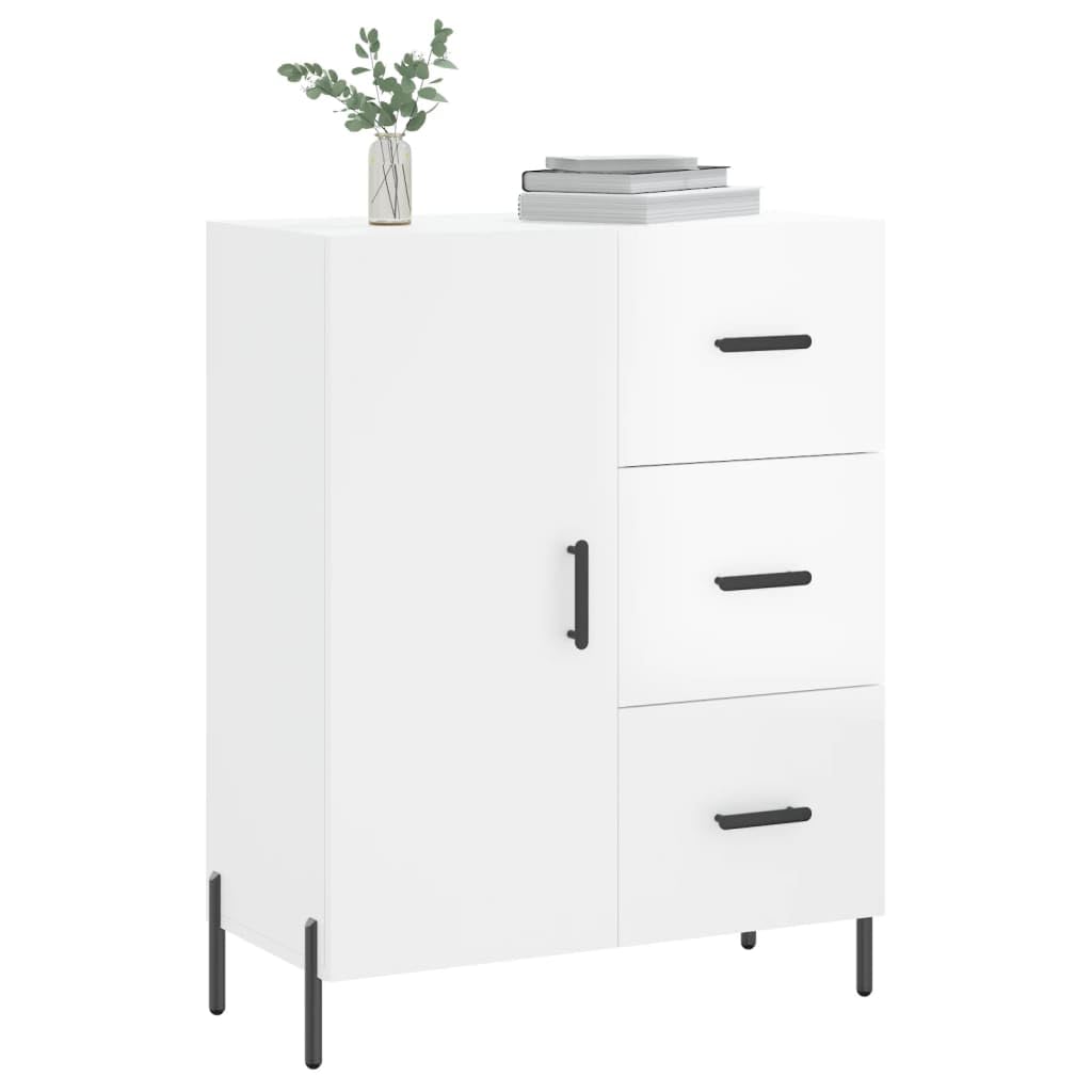 Credenza bianca lucida, 69,5 x 34 x 90 cm, con 3 cassetti