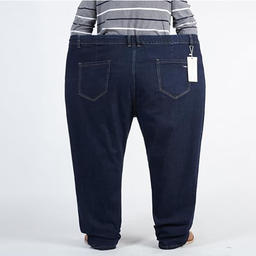 Plus Size Jeans for Men Elastic Waist Drawstring Loose Denim Pants2