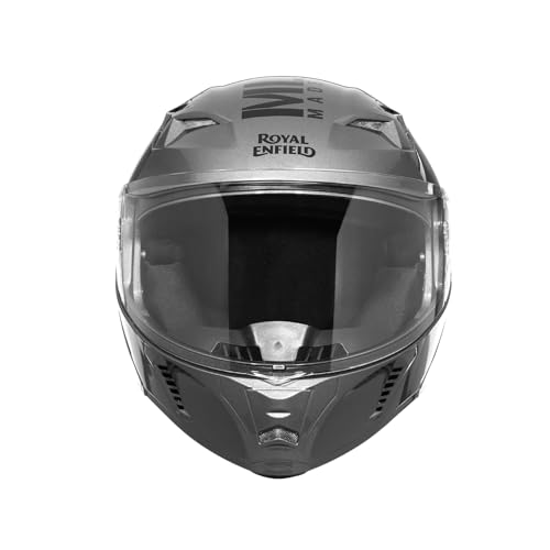 Image of Royal Enfield Mod Adroit MLG Modular Face helmet | Certification: ISI | Impact Protection: High-density EPS liner | Polycarbonate Visor | Micrometric lock | GRAY M