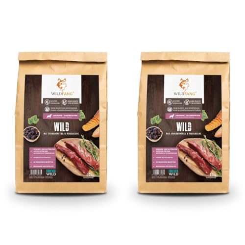 Wildfang® Hundefutter - Trocken - Getreidefreies Hundefutter - Premium Trockenfutter (2 kg, Wild mit Süßkartoffel mit Maulbeere)