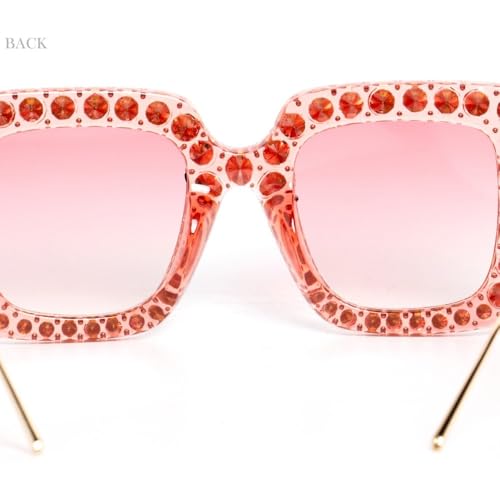 Lunettes de soleil oversize haut de gamme à monture carrée et strass c2.1 - 4