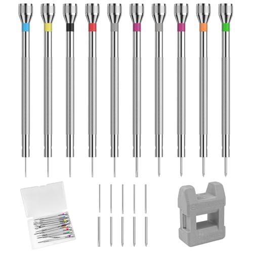 Lestiven Kit Tournevis de Précision 0,6-2,0 mm, Outils de Reparation Montre, Tournevis Horlogerie Lunettes avec Démagnétiseur, pour Clé Arrière Ordinateur...