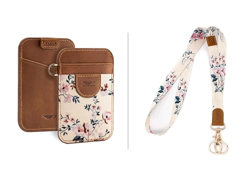 POCKT Slim Card Holder Wallet + Neck Lanyard for Keys Bundle for Women | Bloom