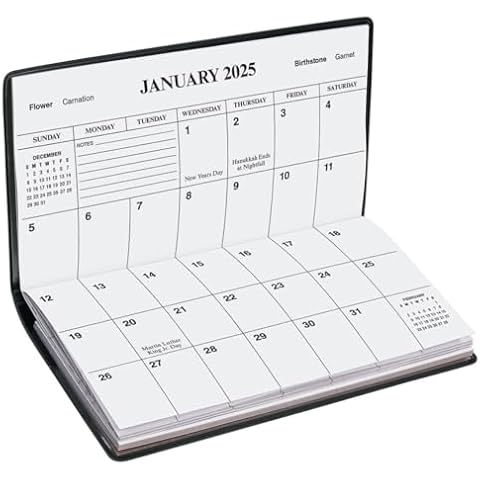 2 Year Planner Calendar Refill - Pocket Sized Calendar Insert - Ideal for Purses, Briefcases, or Backpacks – 6 ¾ inches x 3 5/8 inches Cover