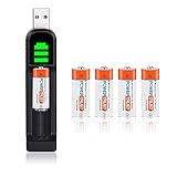 PowerTrust 1.2V 700mAh NI-MH Rechargeable LR1 N Size Battery with USB Charger kit, MN9100/E90/LR1...