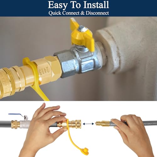 3/8\" ID Natural Gas Hose, 12FT Low Pressure LPG Hose with Quick Connect, Propane to Natural Gas Conversion Kit for Weber, Char-broil, Pizza Oven, Patio Heater and More NG Appliance