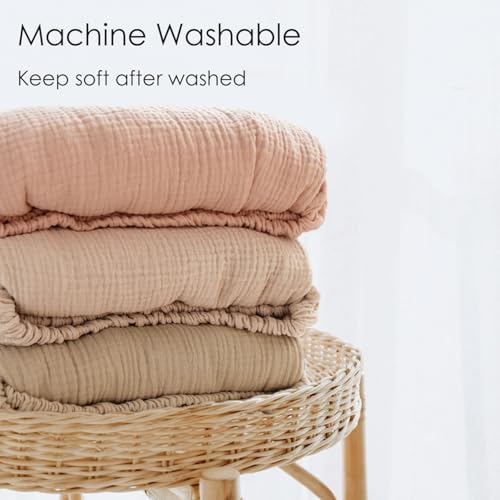 Image of MairMore 2 Pack Muslin Baby Crib Sheets, 52 x 28 in Fitted Bed Sheets | Soft & Durable, 100% Cotton Breathable Elastic Neutral Standard Sheets Set for Toddler, Newborn, Infants, Girls, Boys