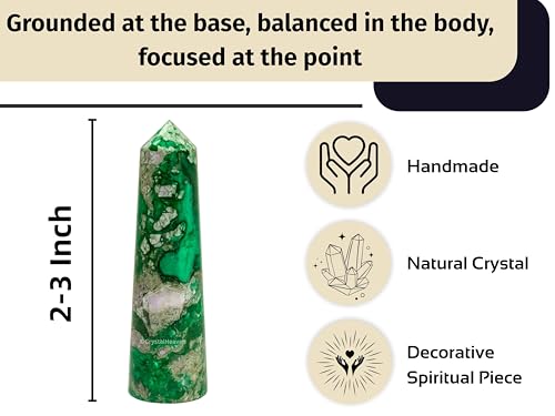 Image of Crystal Heaven Certified Variscite Tower Obelisk Point For Chakra, Healing And Balancing - Aaa Grade Original Certified Gemstone Agate For Reiki Meditation Yoga Spiritual (2-3 Inches)