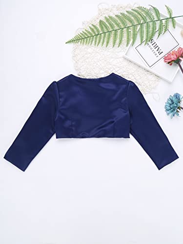 Linjinx Kids Girls Satin Long Sleeve Bolero Shrug Short Cardigan Party Wedding Pageant Flower Girl Dress Cover Up4