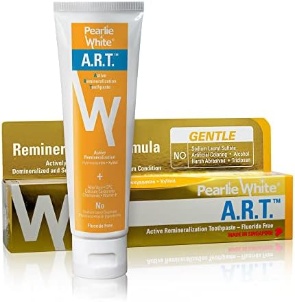 Pearlie White Active Remineralization Toothpaste - Fluoride Free (3.8oz, 110gm) - Non Fluoride Remineralizing Toothpaste for Tooth Enamel Repair | Contains Hydroxyapatite and Xylitol
