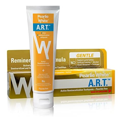 Pearlie White Active Remineralization Toothpaste - Fluoride Free (3.8oz, 110gm) - Non Fluoride Remineralizing Toothpaste for Tooth Enamel Repair | Contains Hydroxyapatite and Xylitol Cover