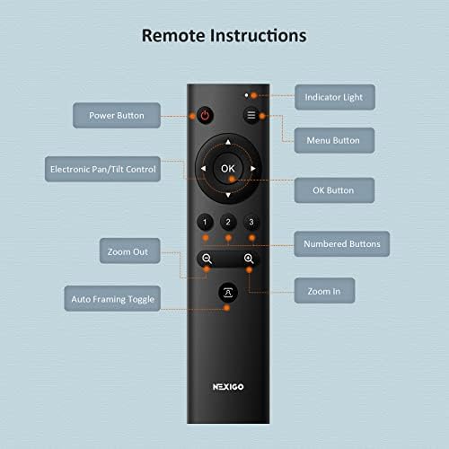 NexiGo N970P kamera internetowa z zoomem 4K, z funkcją zoomu, zasilana Al, automatyczne kadrowanie, kamera internetowa z pamięcią flash, 10-krotny zoom cyfrowy, czujnik Sony 8,5 MP, podwójne mikrofony