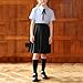 Girls Preppy Style Short Sleeve Collared Necktie Shirt with Pleated A-Line Skirt Cute 3 Piece Outfits for 3-15 Years