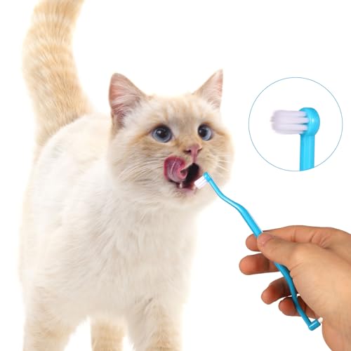 2pcs Dual Sided Cat Toothbrush, Micro Head Kitten Teeth Cleaning Brush with Curved Handle Cat Dental Care Supplies Reduce Plaque Tartar Formation & Bad Breath 2pcs Dual Sided Cat Toothbrush, Micro Head Kitten Teeth Cleaning Brush with Curved Handle Cat Dental Care Supplies Reduce Plaque Tartar Formation & Bad Breath