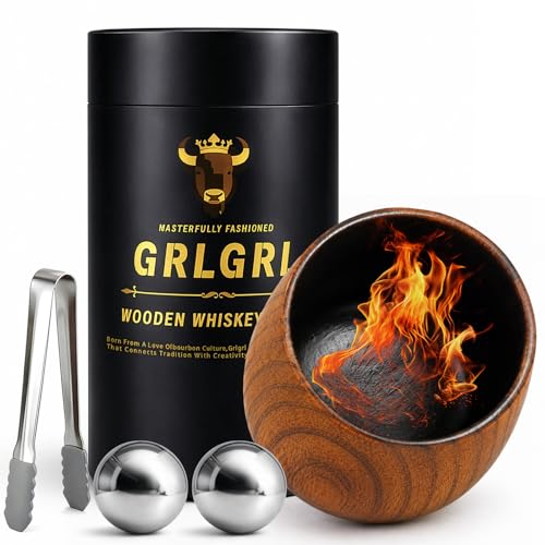 GrlGrl Charred Wooden Whiskey Glasses, Gifts for Men Old Fas