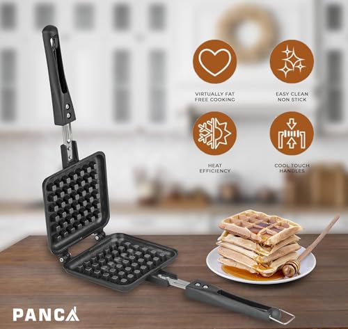 Image of PANCA Non-Stick Gat toster Maker | Waffles at Home | Gas Compatible Super Heavy Thickness (Waffle Maker)