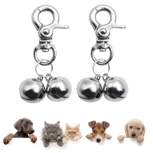 SCENEREAL Bells for Dog Collars - 2 Pack Pet Hanging Ring Bell Accessories for Dog & Cat, Pet Pendant Collar Charm with Heavy Duty Snap Clips