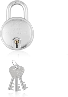 Godrej Locks I Round Padlock 7 Levers 65 mm I with 3 Keys I for Main Door I Lock for Tool Box,Shutters,Shops & Offices I Corrosion Resistant Shackle I Silver Finish 1 Years Warranty