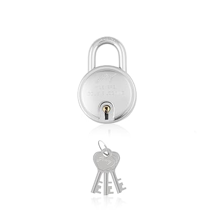 Godrej Round 7 levers (67mm) Alloy Steel Padlock 8149 Steel with 3 Keys (Silver)