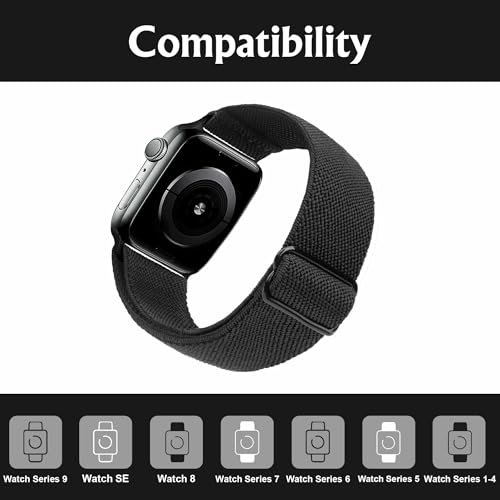 Image of Arae Stretchy WatchBand Compatible for Apple Watch Band 49 /45 /44 /42 /41 /40mm /38mm Comfortable Adjustable Sport Band for iWatch Series 10 9 8 7 6 5 4 SE 3 2 1 Women Men