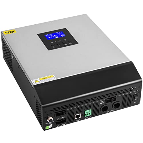 Vevor Hybrid Solar Inverter, 3Kva 2400W, Pure Sine Wave Off-Grid Inverter, 24Vdc To 110Vac Multi-Function Inverter With Build-In 50A Pwm Solar Charge Controller, Support Utility/Generator/Solar Energy #TOP7