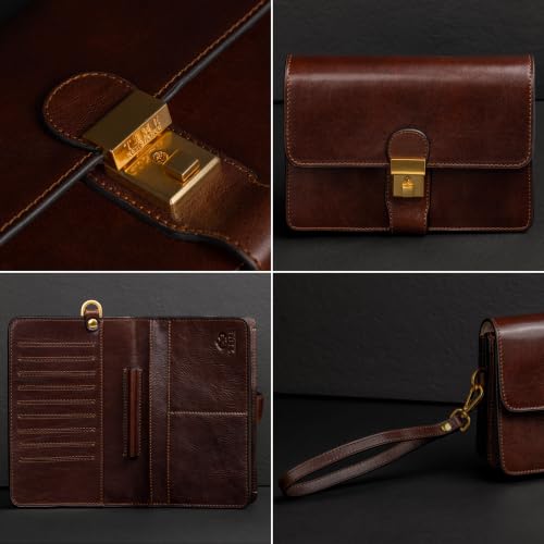 Image of Time Resistance Leather Clutch - Men's Organizer Wrist Bag - Briefcase Handmade in Italy
