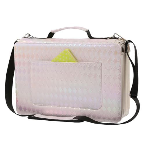 Image of 500 Individual Slots Colored Pencil Organizer PU Deluxe Leather Pencil Case Holder for Watercolor Pens or Markers, Pencil Case Organizer for Artist(Pink,Small Slots)