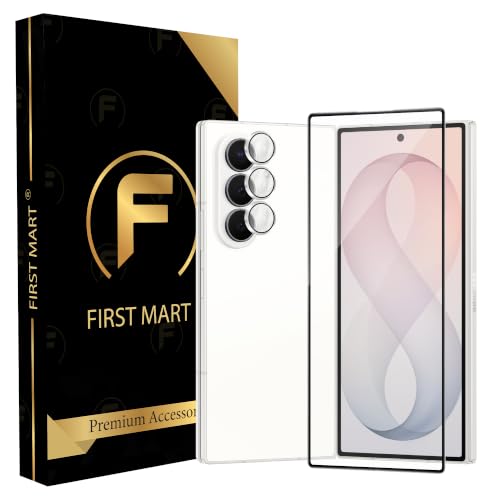 Image of FIRST MART Tempered Glass for Samsung Galaxy Z Fold 8 Ultra 5G with Silver Camera Ring Guard & Installation Kit | HD Clear Edge-to-Edge Screen Protector, Scratch Resistant, Case-Friendly | Pack of 1