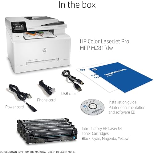 Image of HP LaserJet Pro M281fdw All-in-One Wireless Color Laser Printer, Works with Alexa (T6B82A)