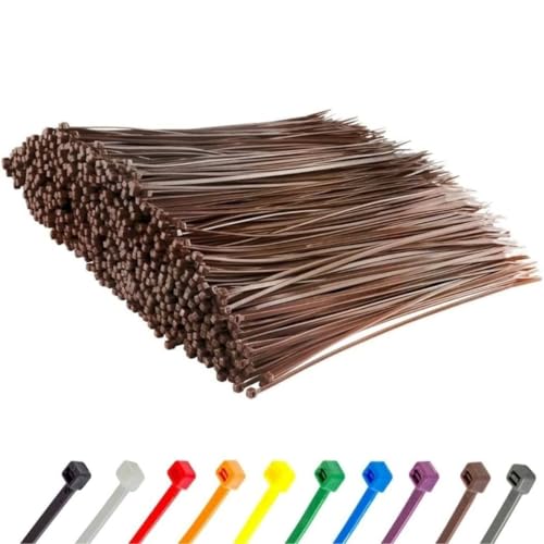 GTSE - 8 Inch Brown Nylon Zip Ties, 1,000 Bulk Pack, 50lb, Self-Locking