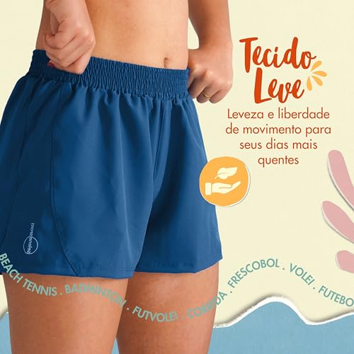 SELENE Short Feminino Secagem rápida Ajuste Confortável Leve Zero Transparência Piscina Praia, 645 (